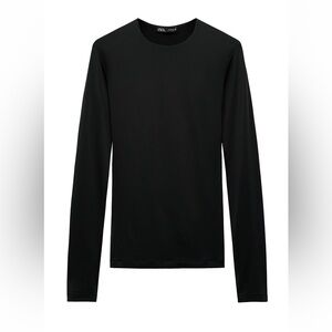 Black Zara long sleeve polyamide top